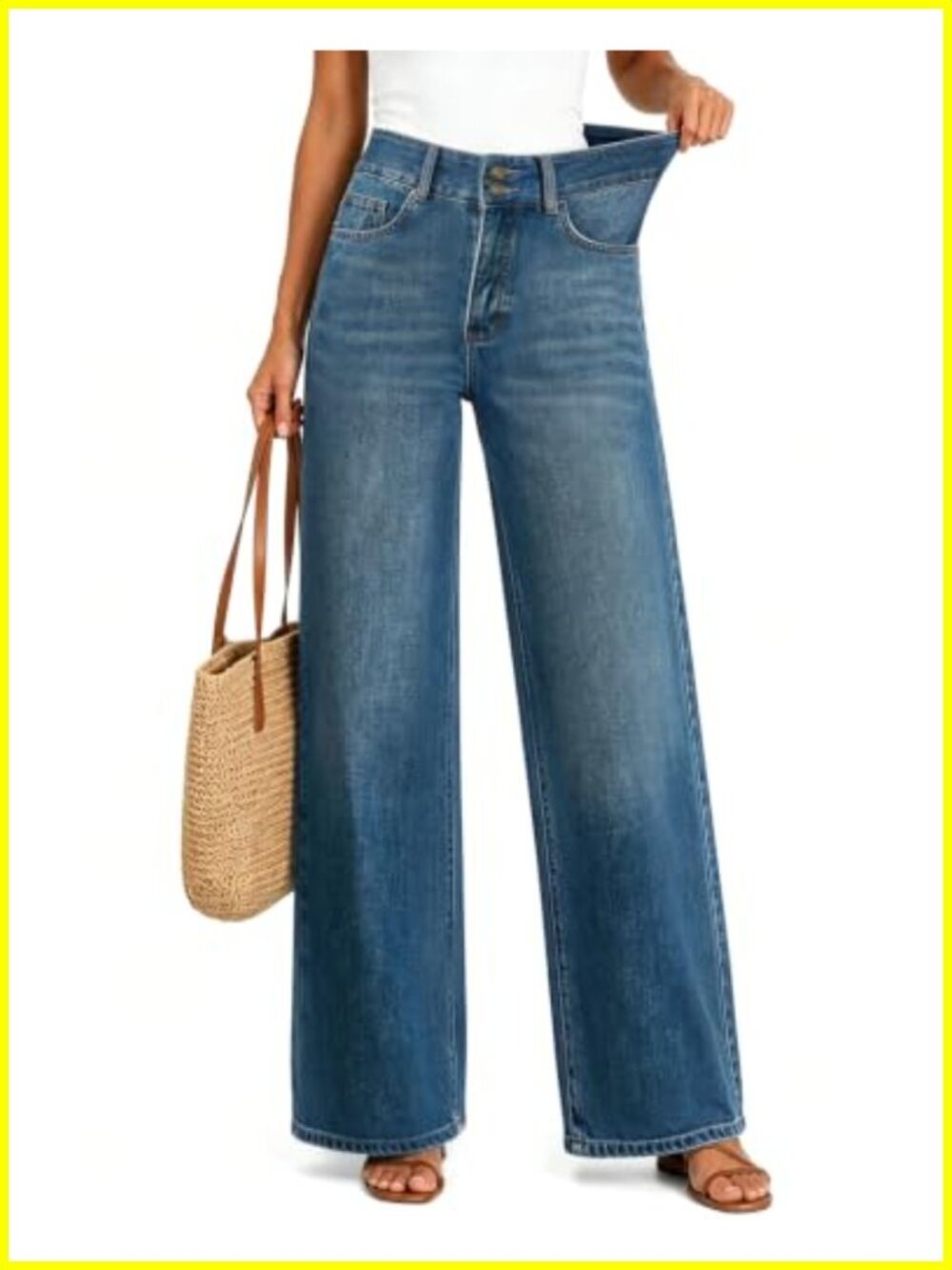 High Waisted Wide Leg Jeans Stretchy Baggy Pants Trendy Fit